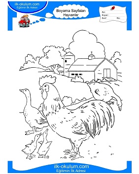 Çocuklar İçin Çiftlik Hayvanları Boyama Sayfaları 